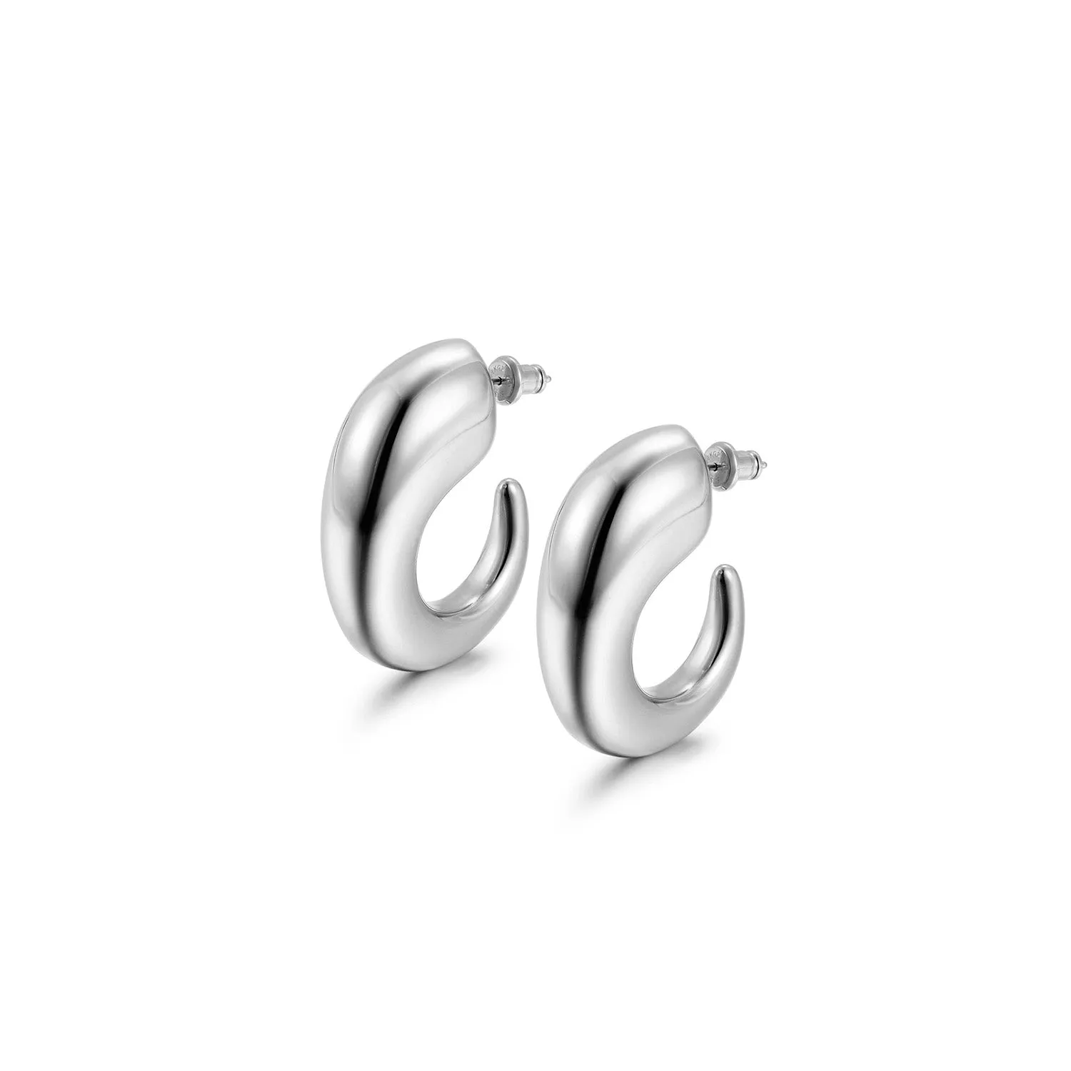 C-shaped smooth earrings-SCE488STWG