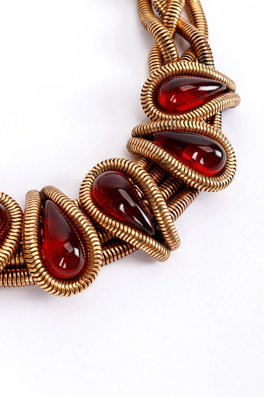 Cabochon Braid Chain Collar Necklace