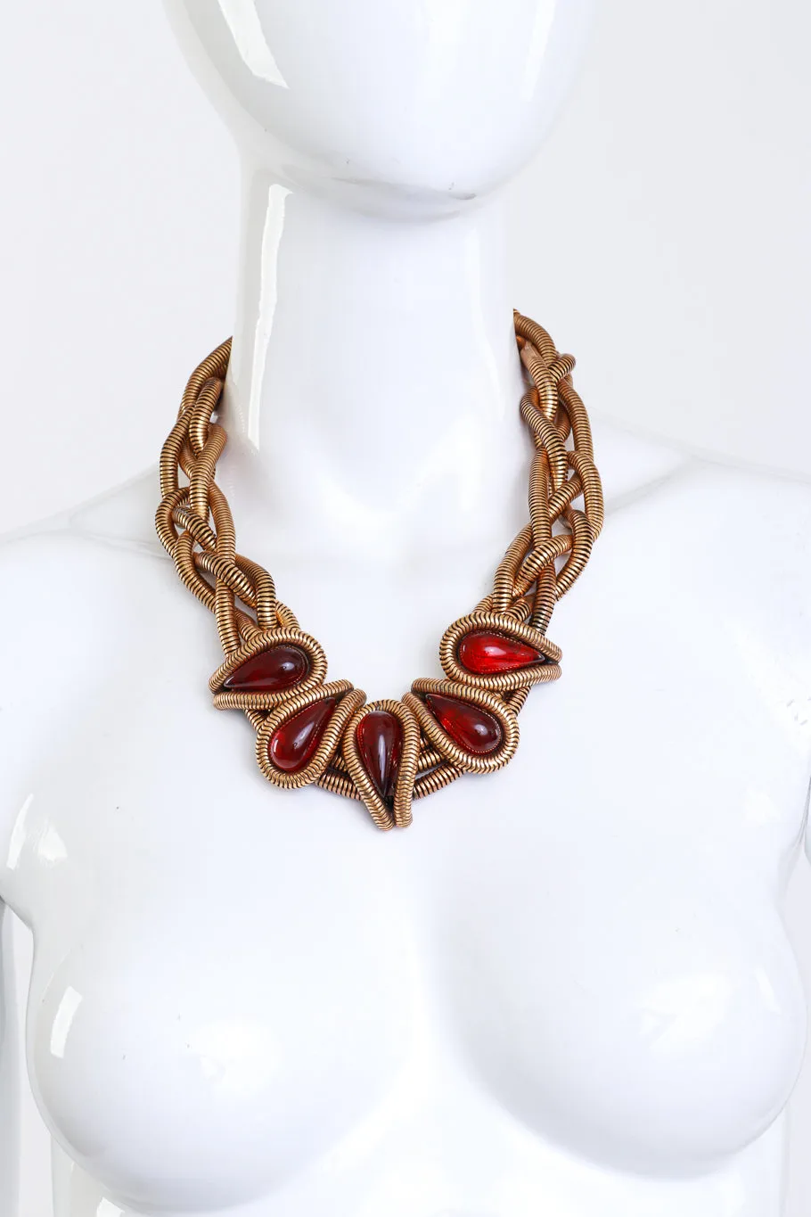 Cabochon Braid Chain Collar Necklace