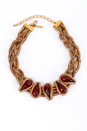 Cabochon Braid Chain Collar Necklace