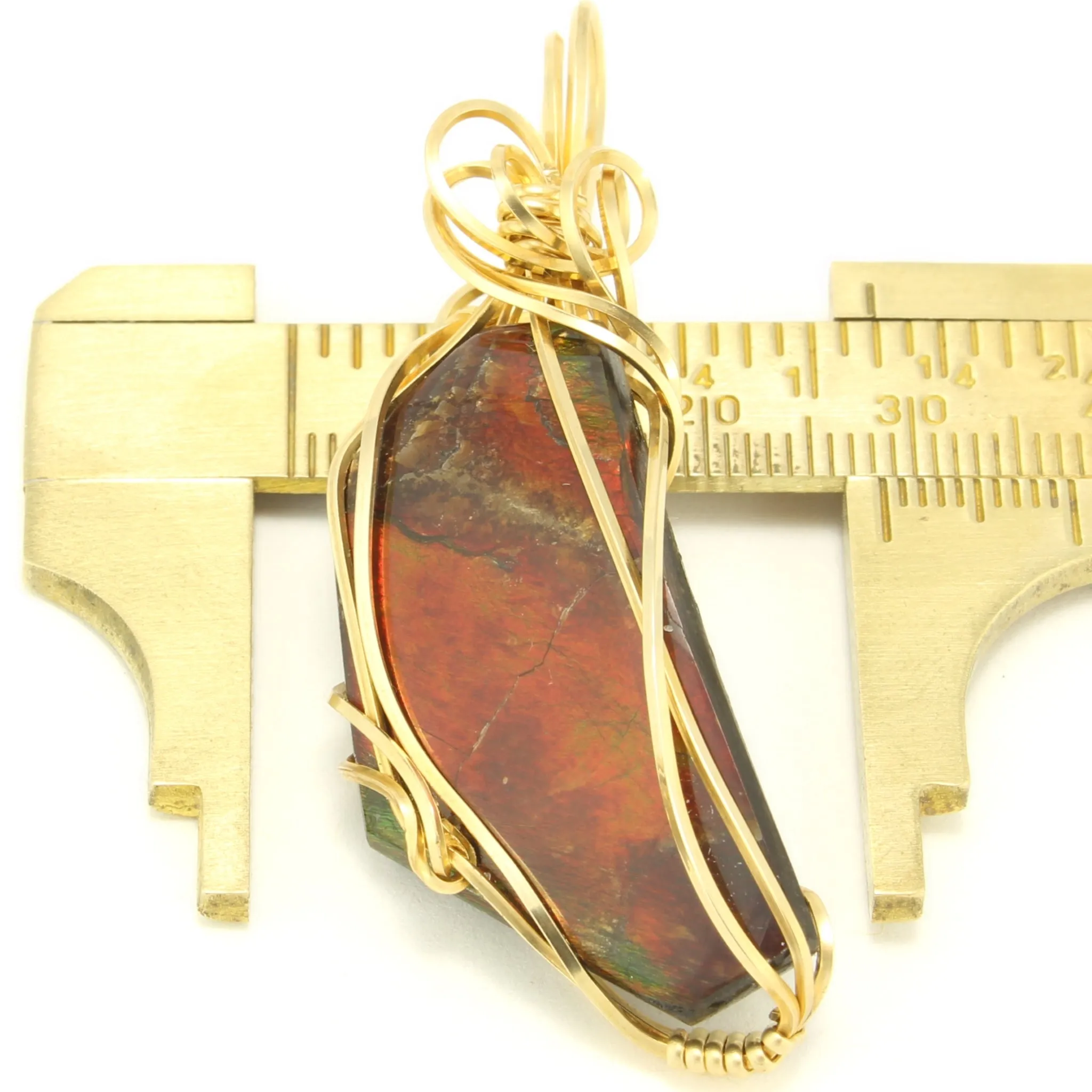 Califia - Unique Wrapped Ammolite Pendant