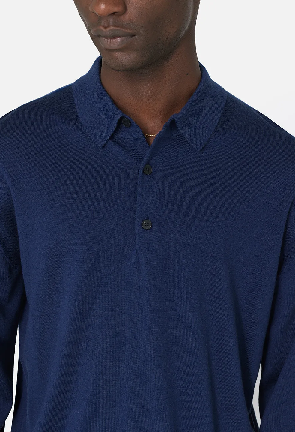 Cashmere Wool Blend Polo / Navy