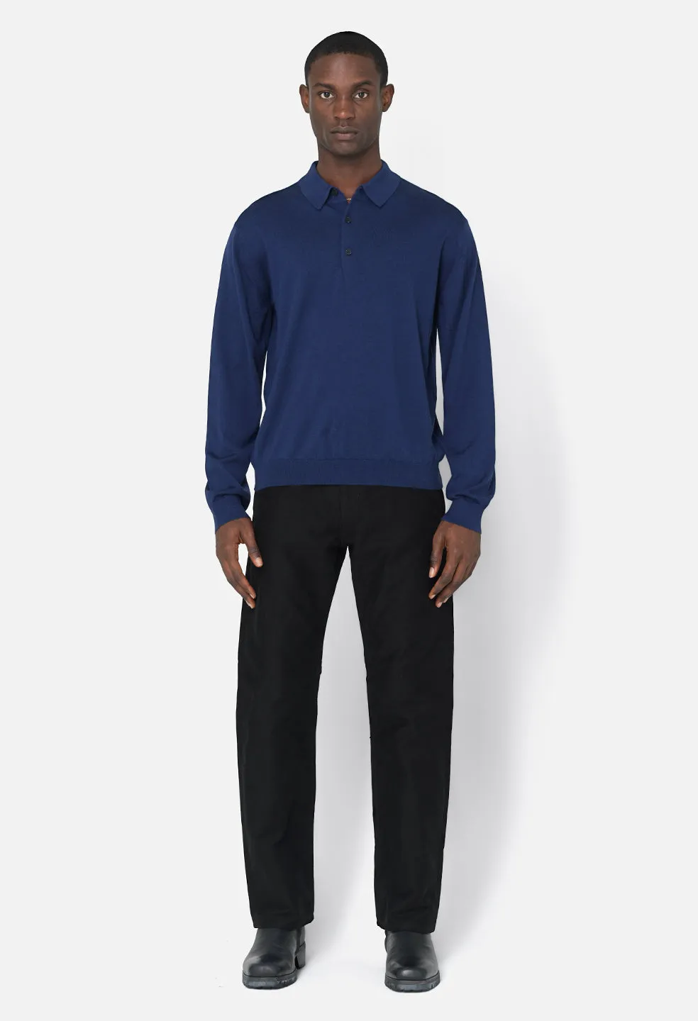 Cashmere Wool Blend Polo / Navy