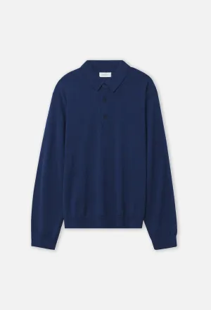 Cashmere Wool Blend Polo / Navy