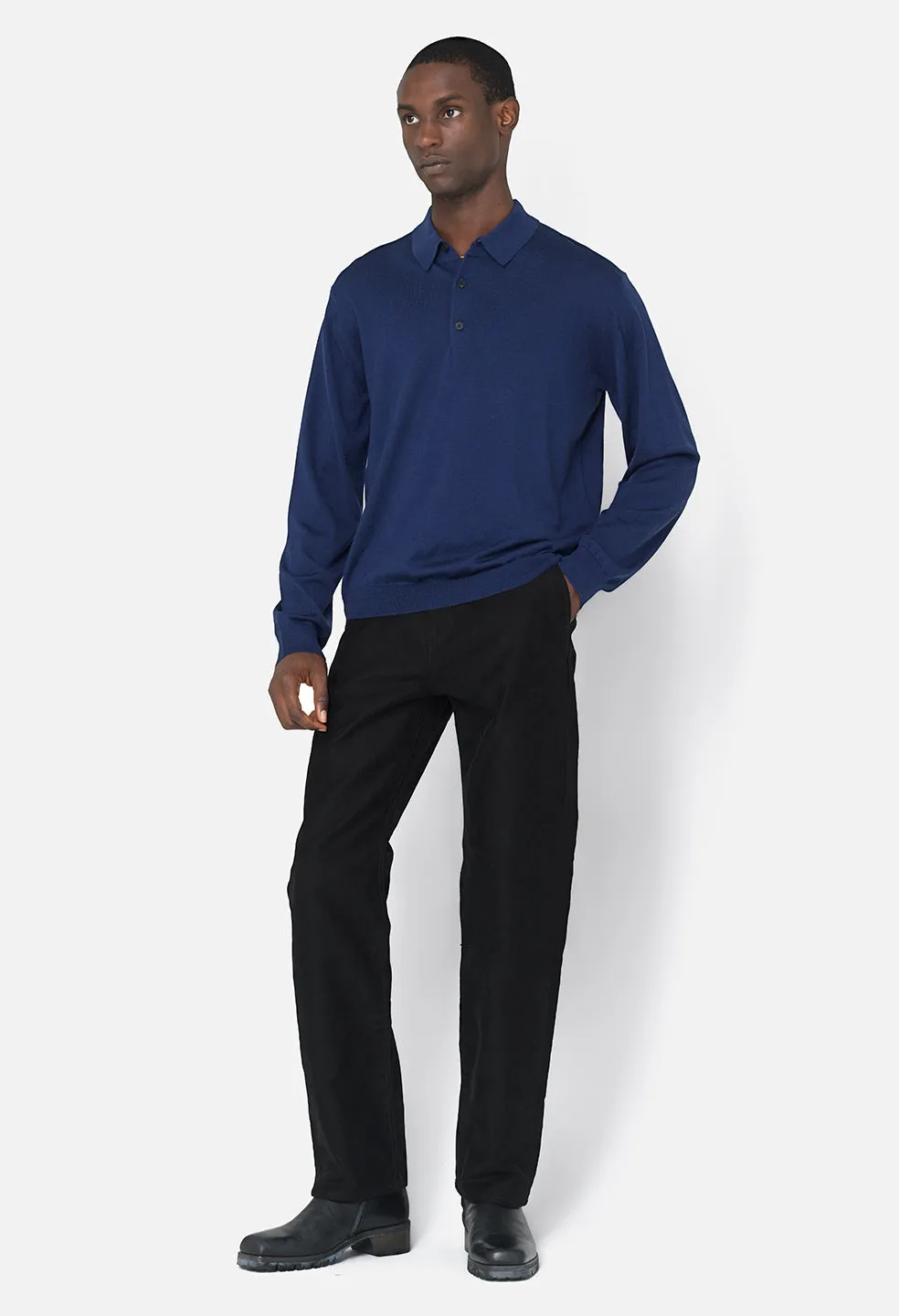 Cashmere Wool Blend Polo / Navy