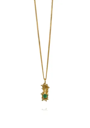 Caterpillar Necklace Petit Gold  with Emerald