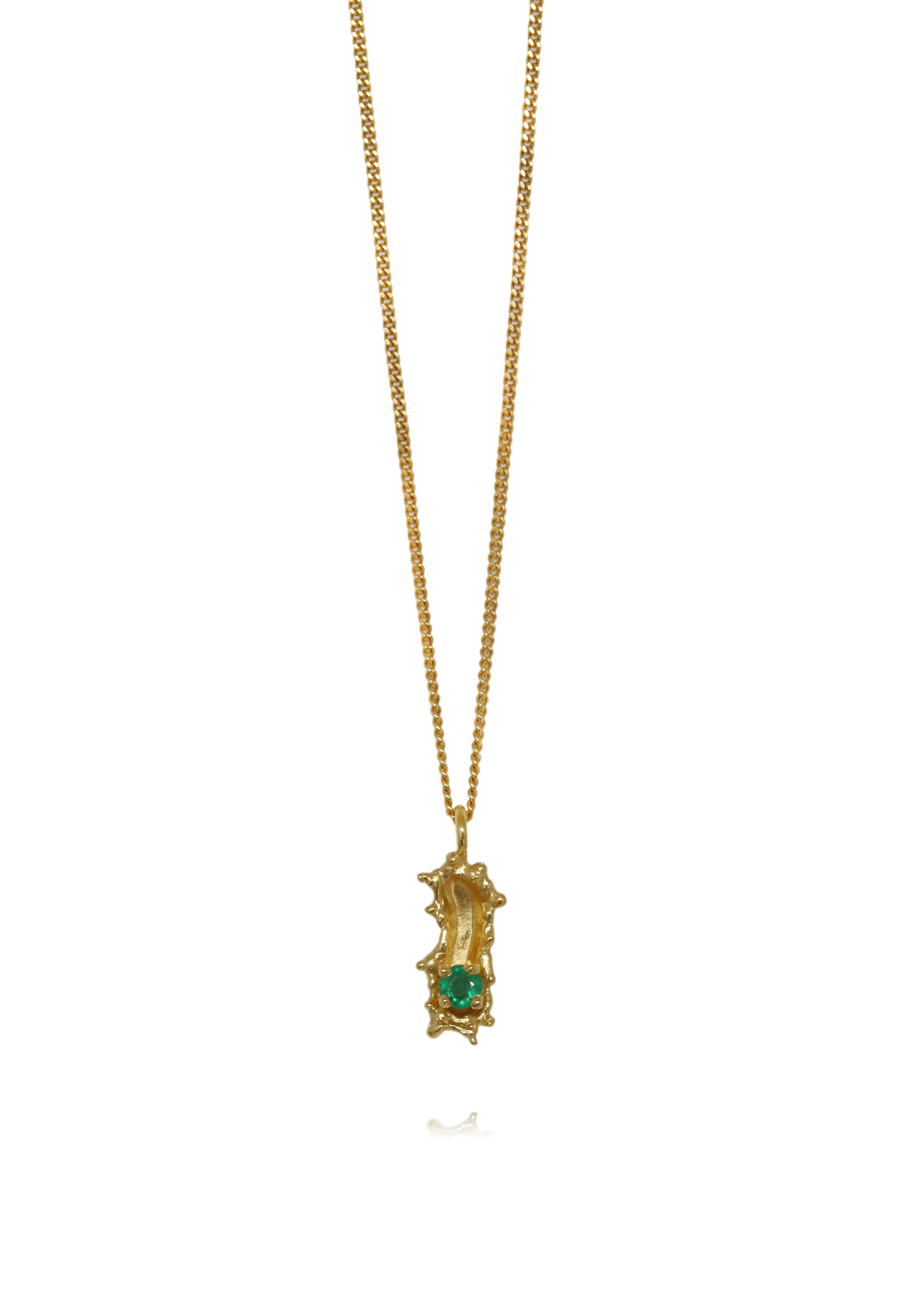 Caterpillar Necklace Petit Gold  with Emerald