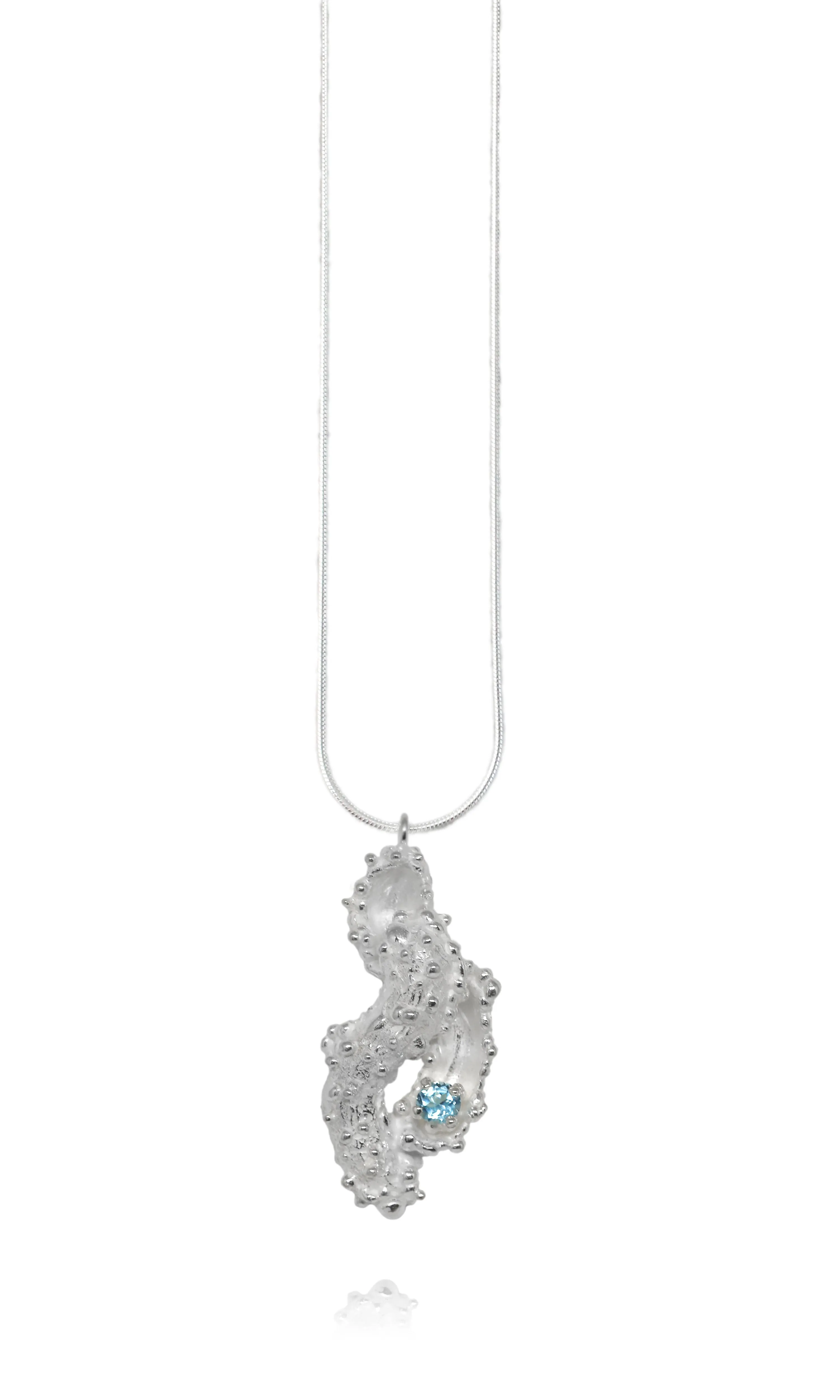 Caterpillar Necklace Silver with Blue Topaz