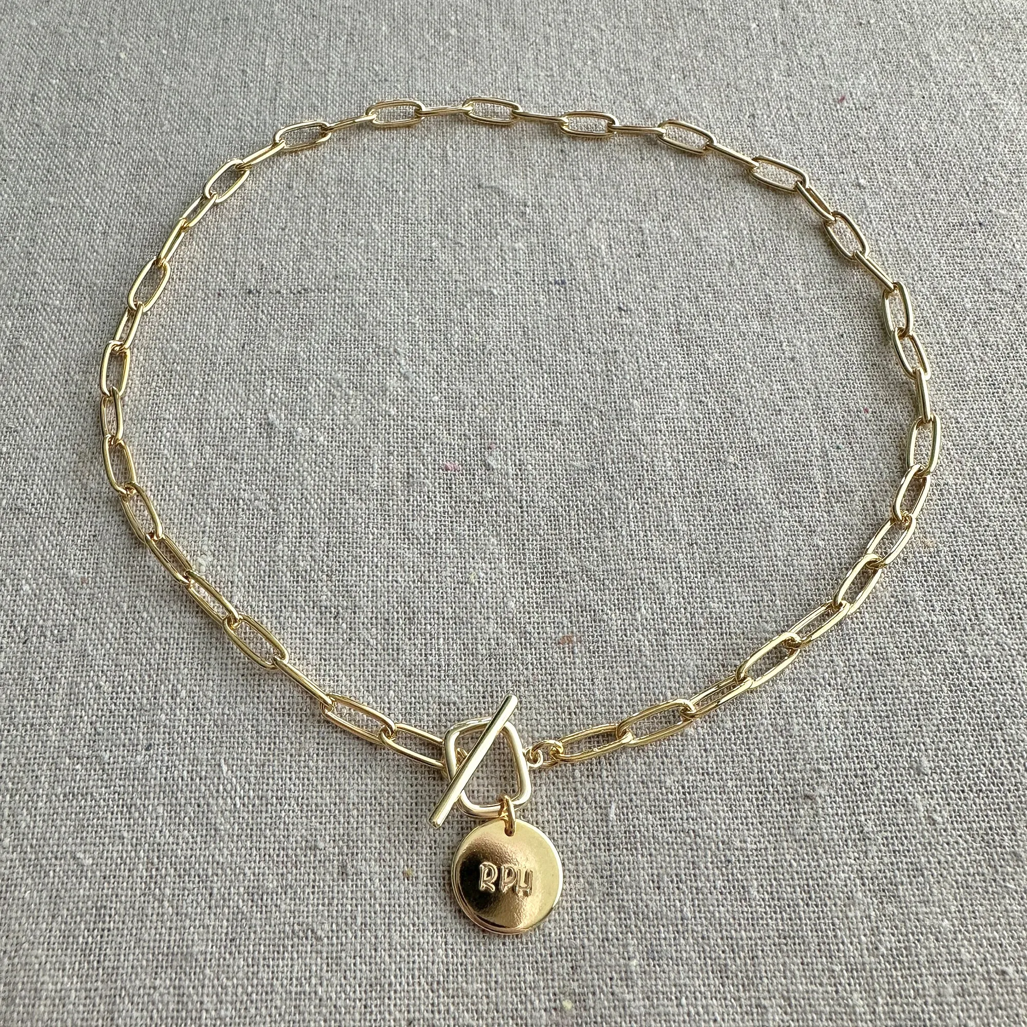 Chunky Paperclip Toggle Monogram Necklace