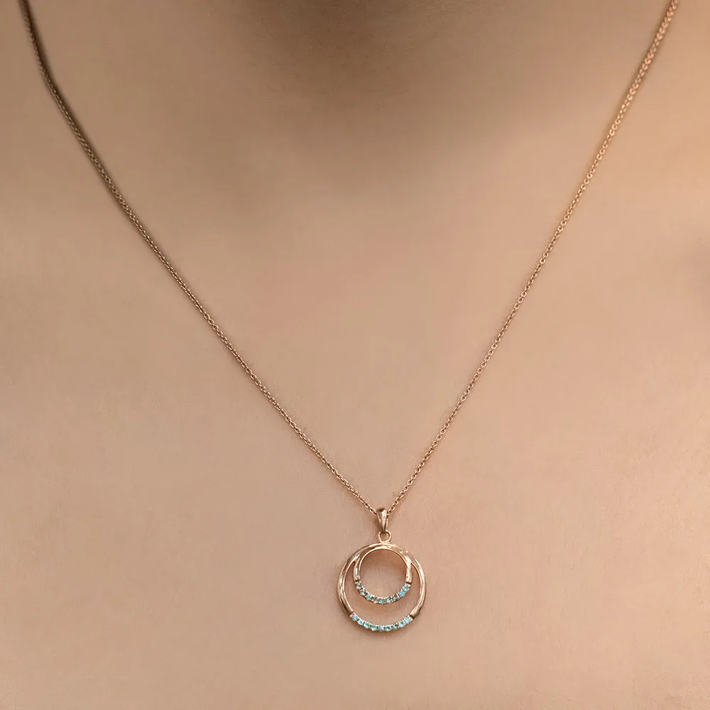 Circle of Life - 18K Rose Gold Natural Paraiba Tourmaline Pendant