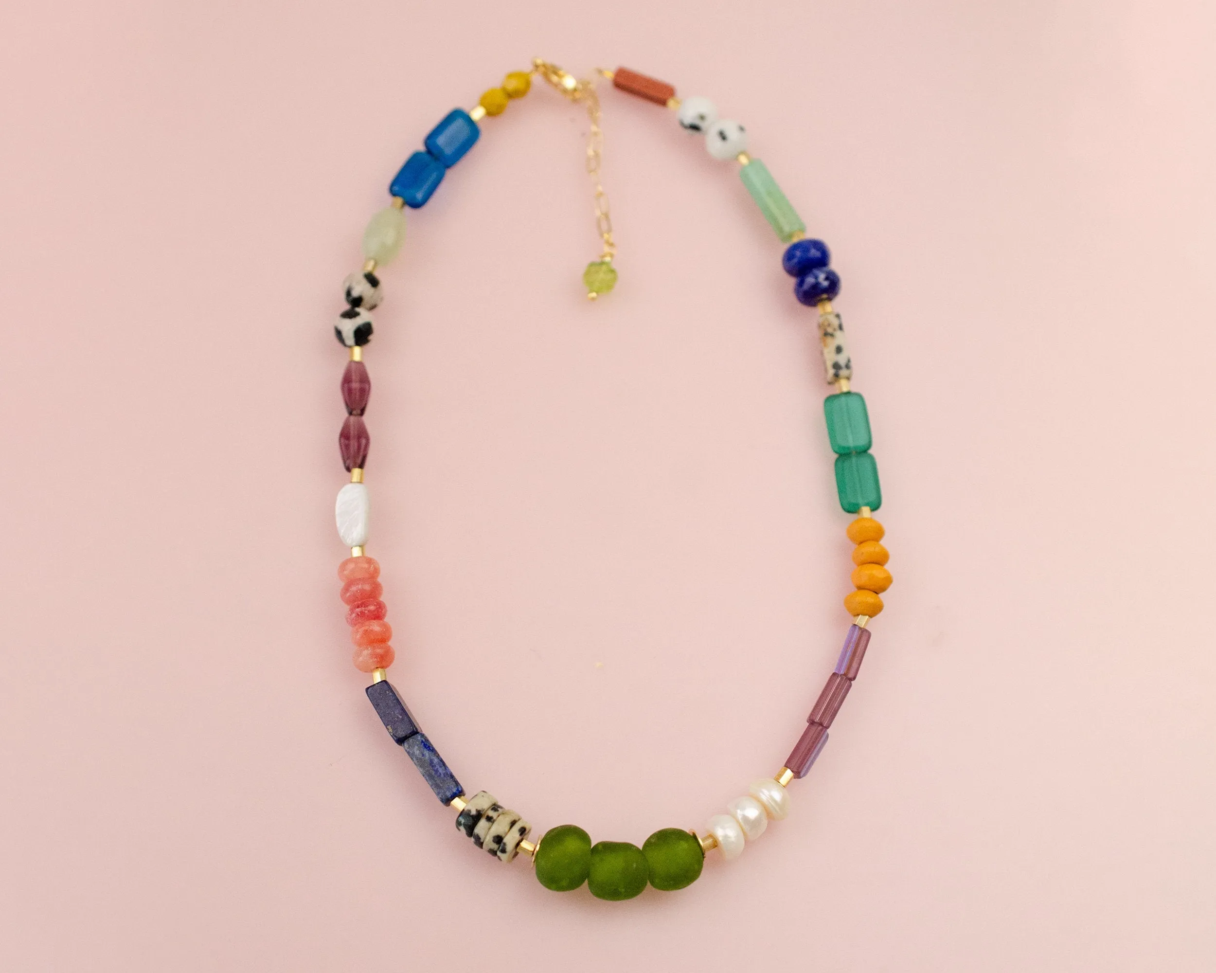 Colorful beaded necklace, gemstone beaded necklace, chunky beaded necklace, vibrant beaded necklace, gift for her, fall necklace