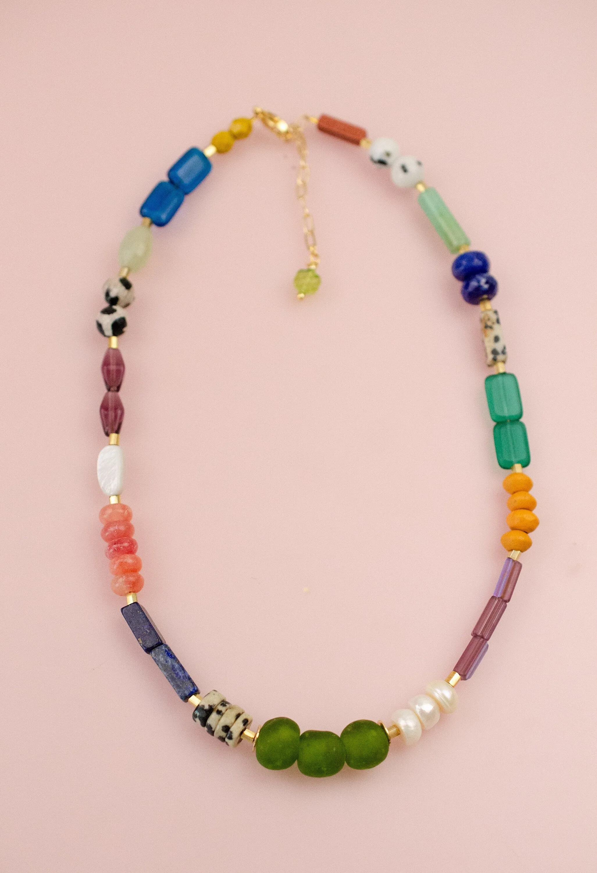 Colorful beaded necklace, gemstone beaded necklace, chunky beaded necklace, vibrant beaded necklace, gift for her, fall necklace