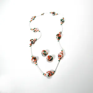 Colorful Glass Bead Necklace and Earrings Set by Castlecliff