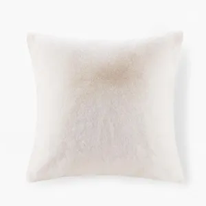 Croscill Solid Faux Fur Square Decor Throw Pillow Ivory Off White 20 in x 20 in.