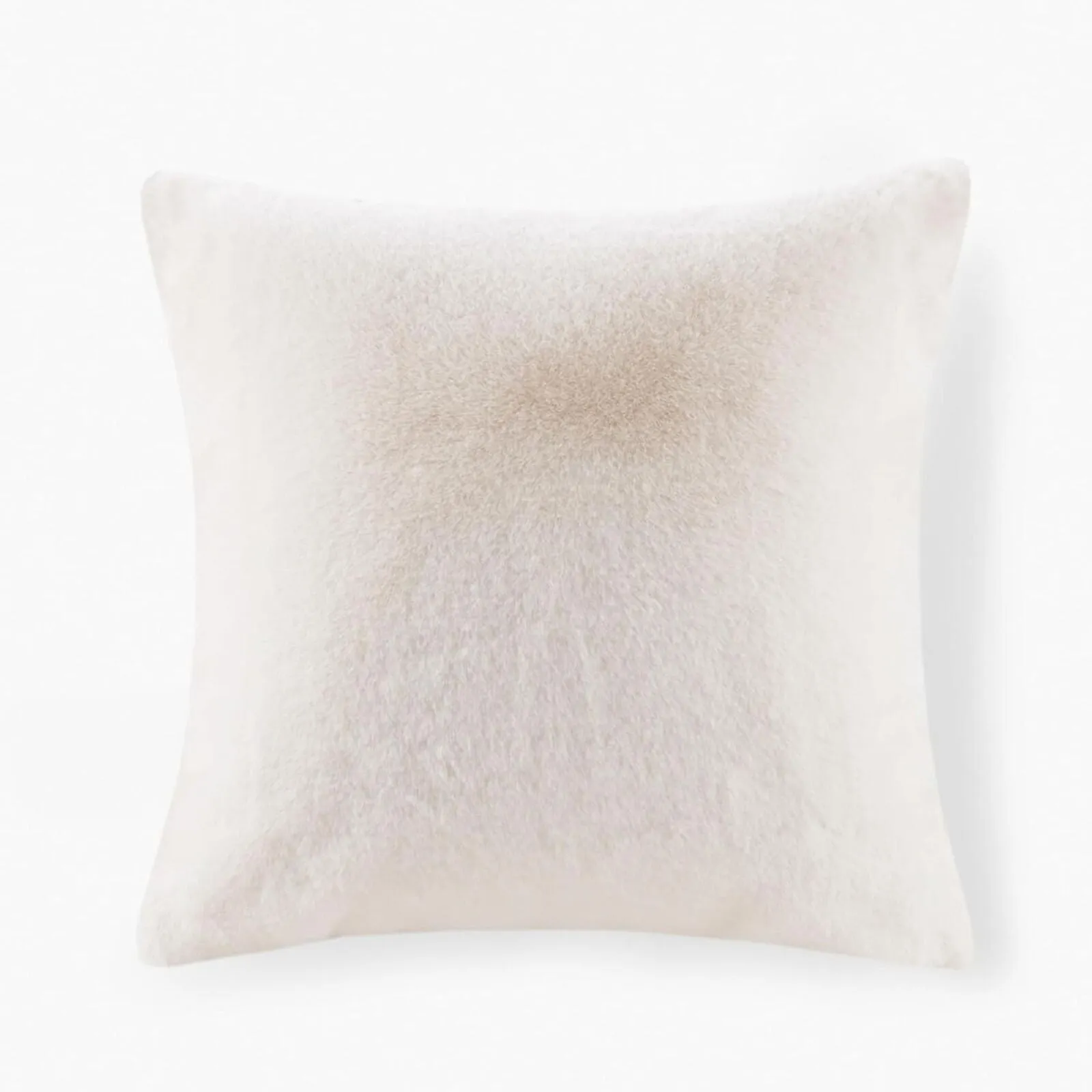 Croscill Solid Faux Fur Square Decor Throw Pillow Ivory Off White 20 in x 20 in.