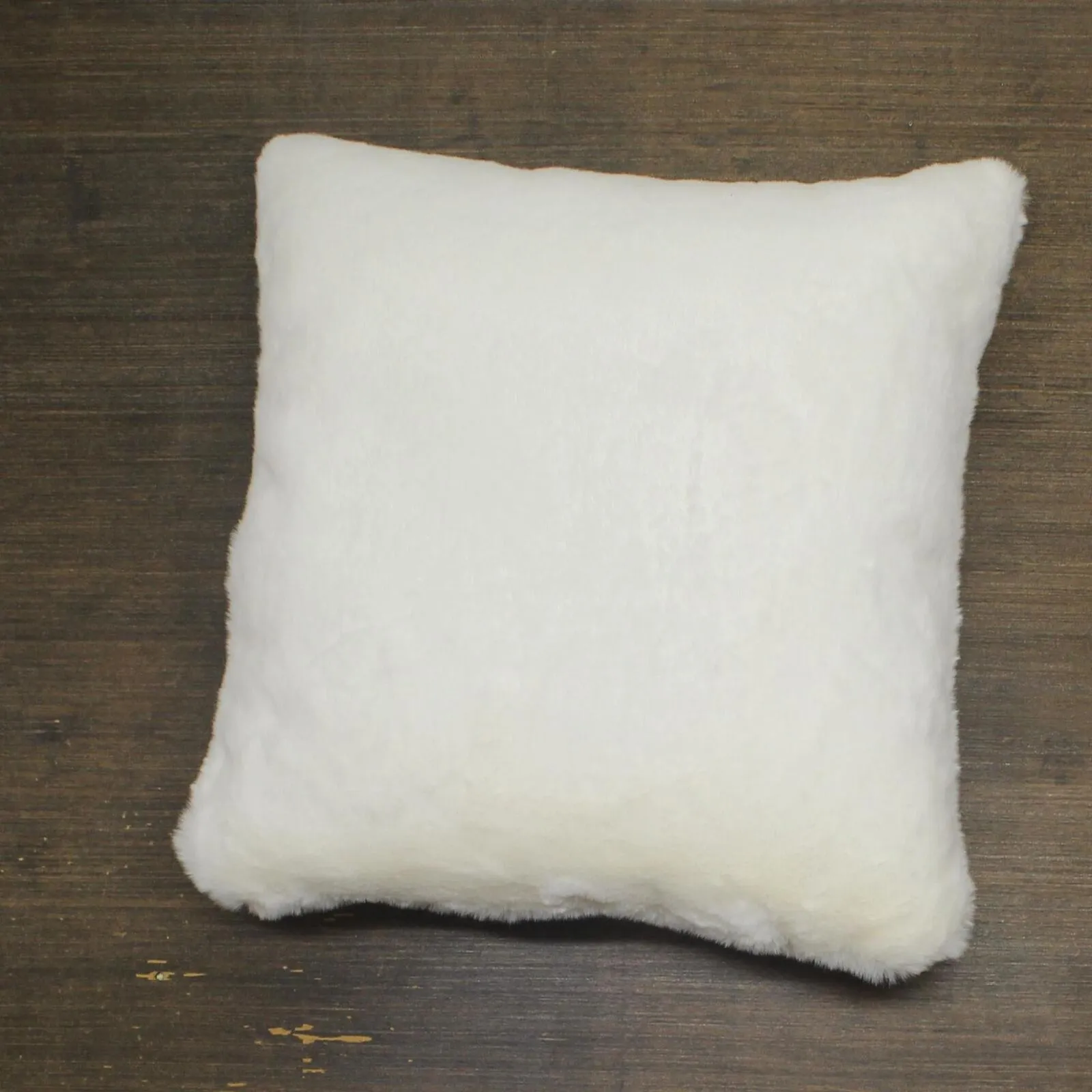 Croscill Solid Faux Fur Square Decor Throw Pillow Ivory Off White 20 in x 20 in.