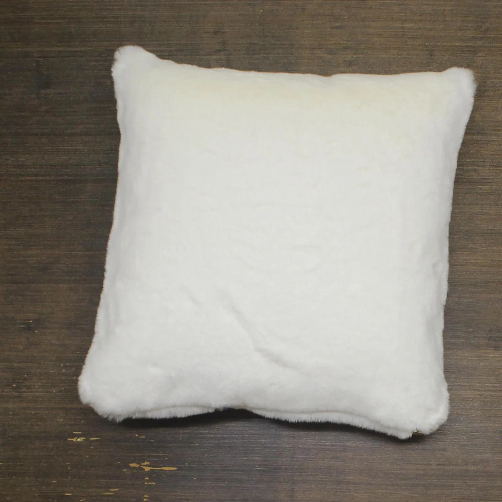 Croscill Solid Faux Fur Square Decor Throw Pillow Ivory Off White 20 in x 20 in.