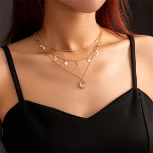 Cubic Zirconia & 18K Gold-Plated Celestial Necklace Set