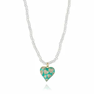 Cubic Zirconia & Clear Acrylic Open Heart Pendant Necklace