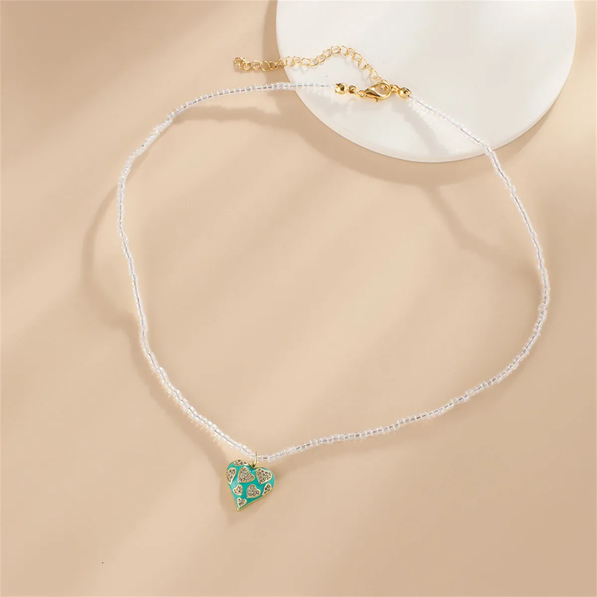 Cubic Zirconia & Clear Acrylic Open Heart Pendant Necklace