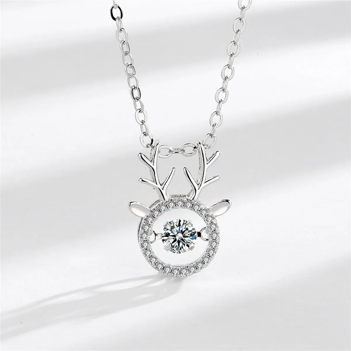 Cubic Zirconia & Crystal Silver-Plated Antler Pendant Necklace