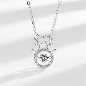 Cubic Zirconia & Crystal Silver-Plated Antler Pendant Necklace