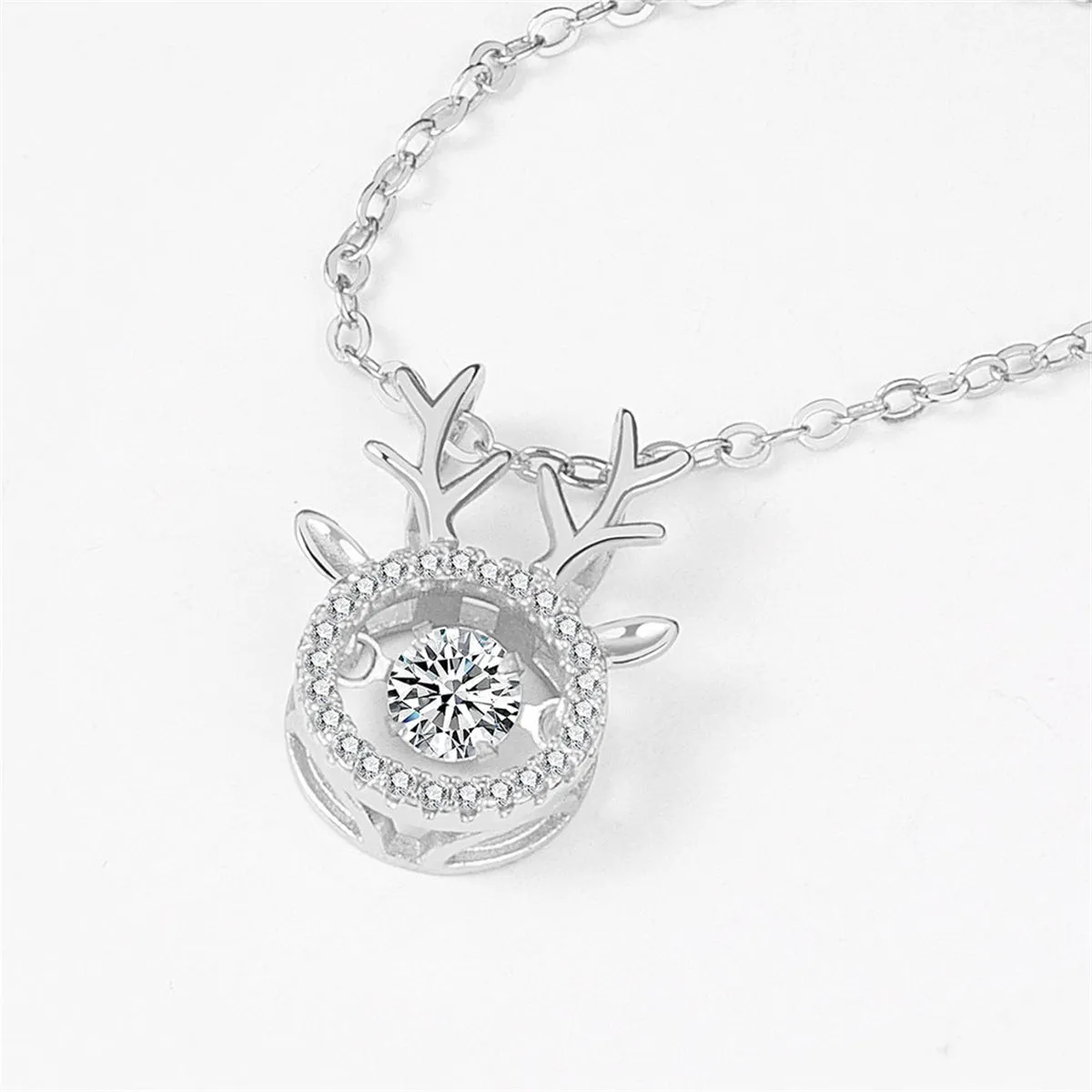 Cubic Zirconia & Crystal Silver-Plated Antler Pendant Necklace