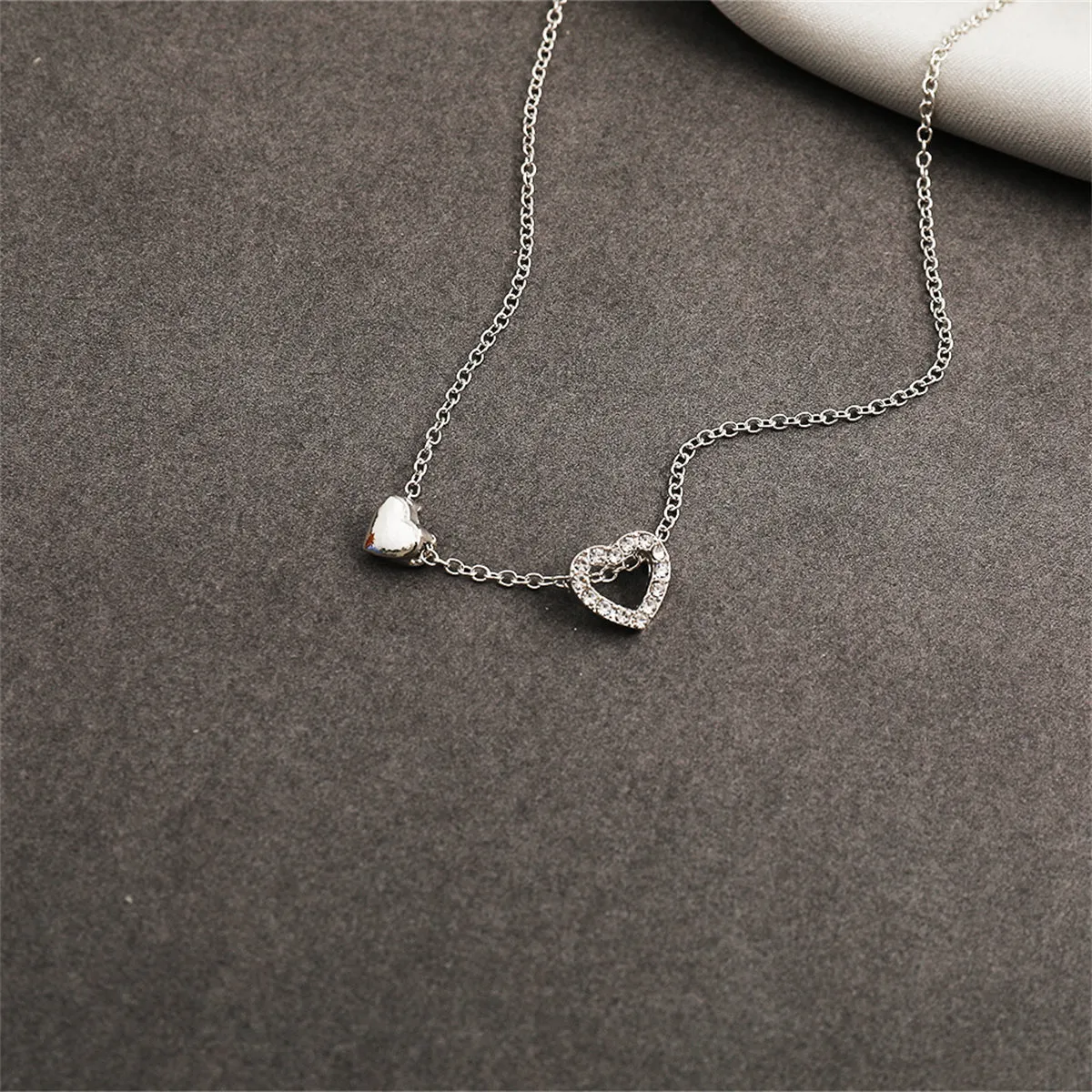 Cubic Zirconia & Silver-Plated Heart Pendant Necklace
