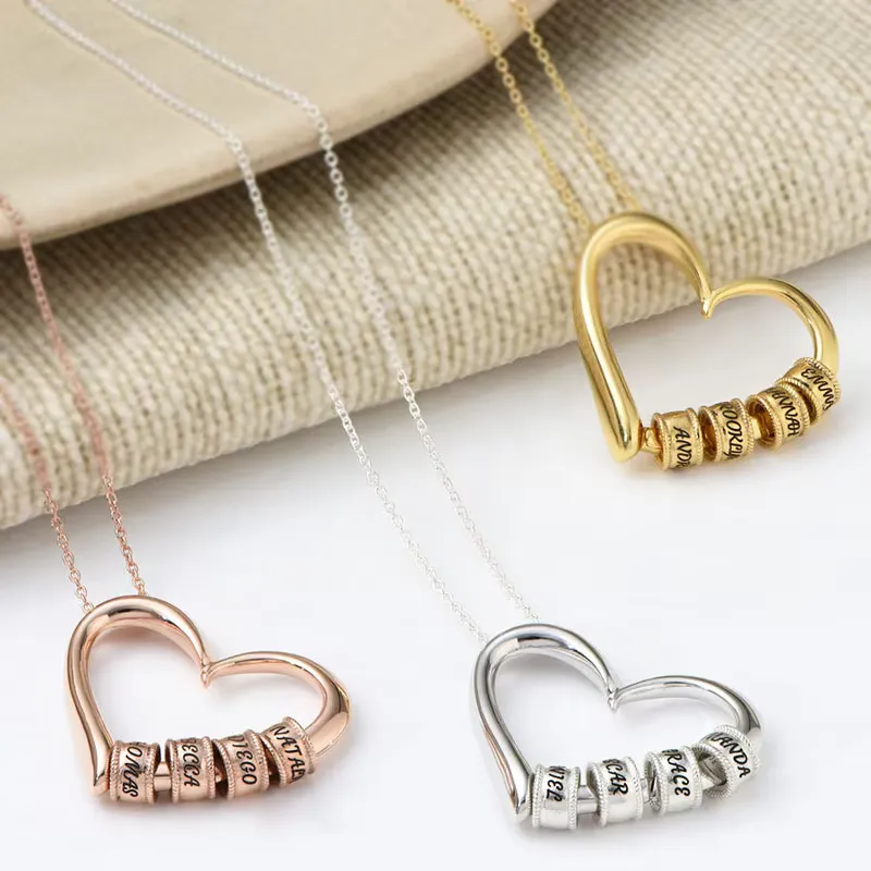 Custom Bead Charm Heart Necklace