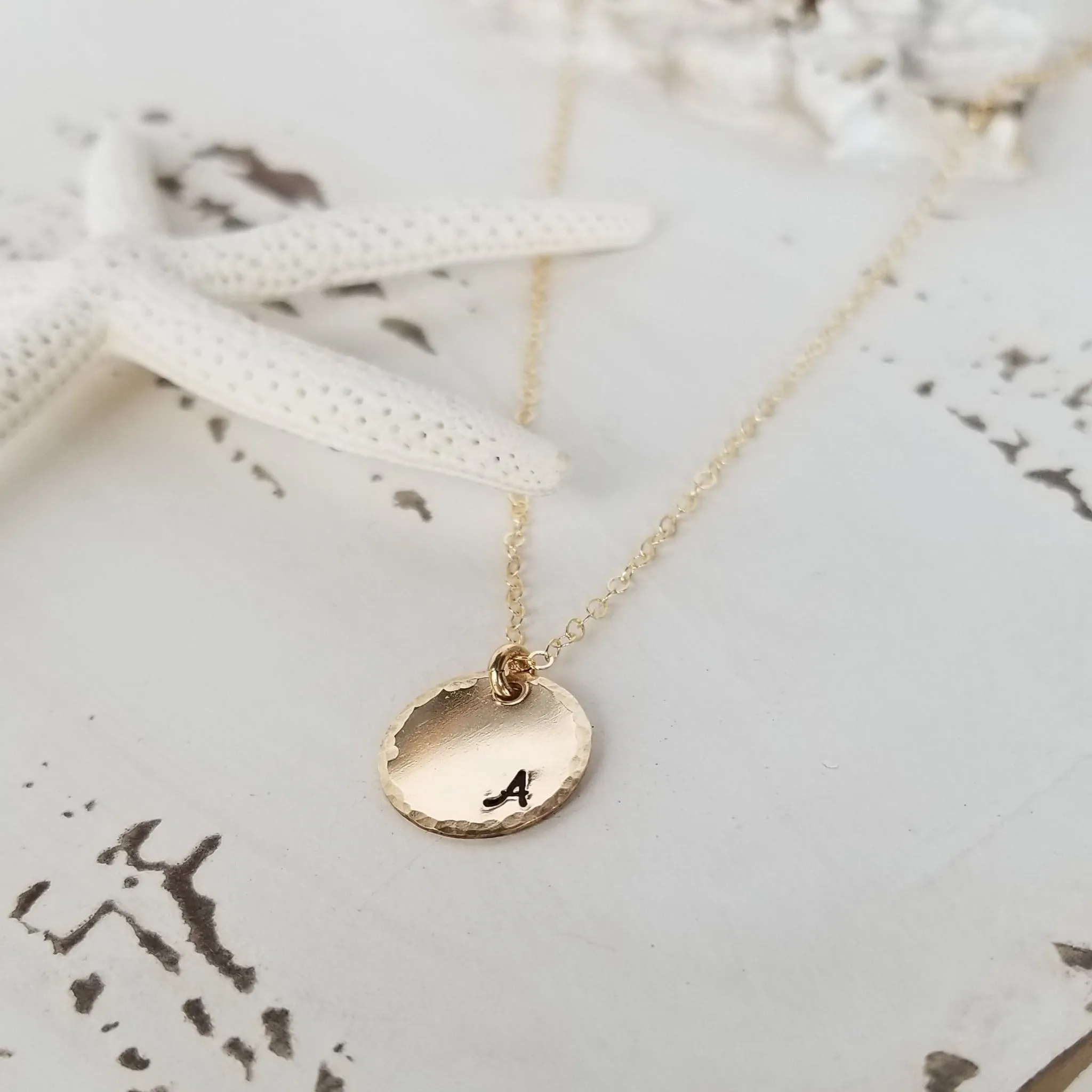 Custom Circle Name Disc Necklace - 1/2 Inch - Sterling, Gold, or Rose Gold