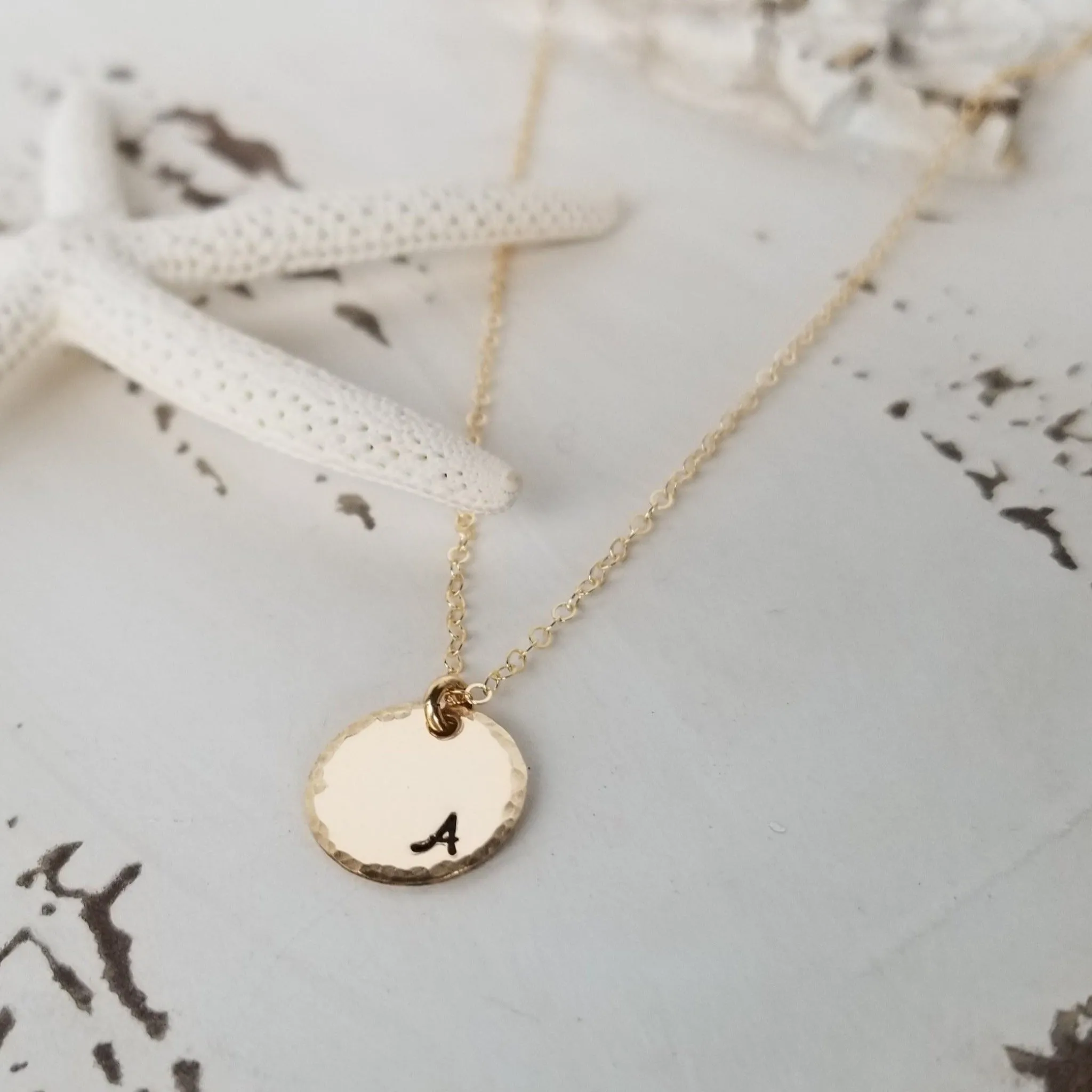 Custom Circle Name Disc Necklace - 1/2 Inch - Sterling, Gold, or Rose Gold
