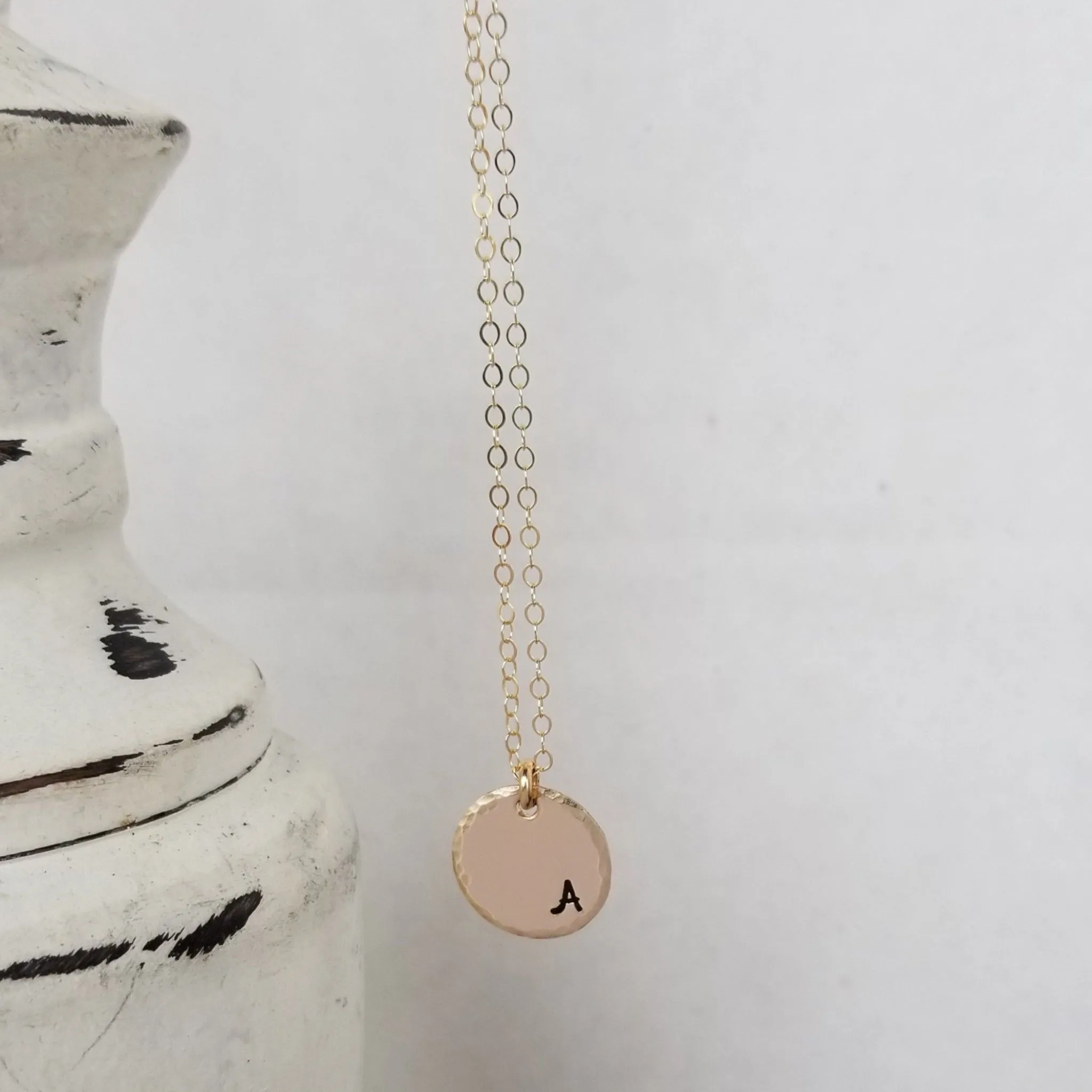 Custom Circle Name Disc Necklace - 1/2 Inch - Sterling, Gold, or Rose Gold