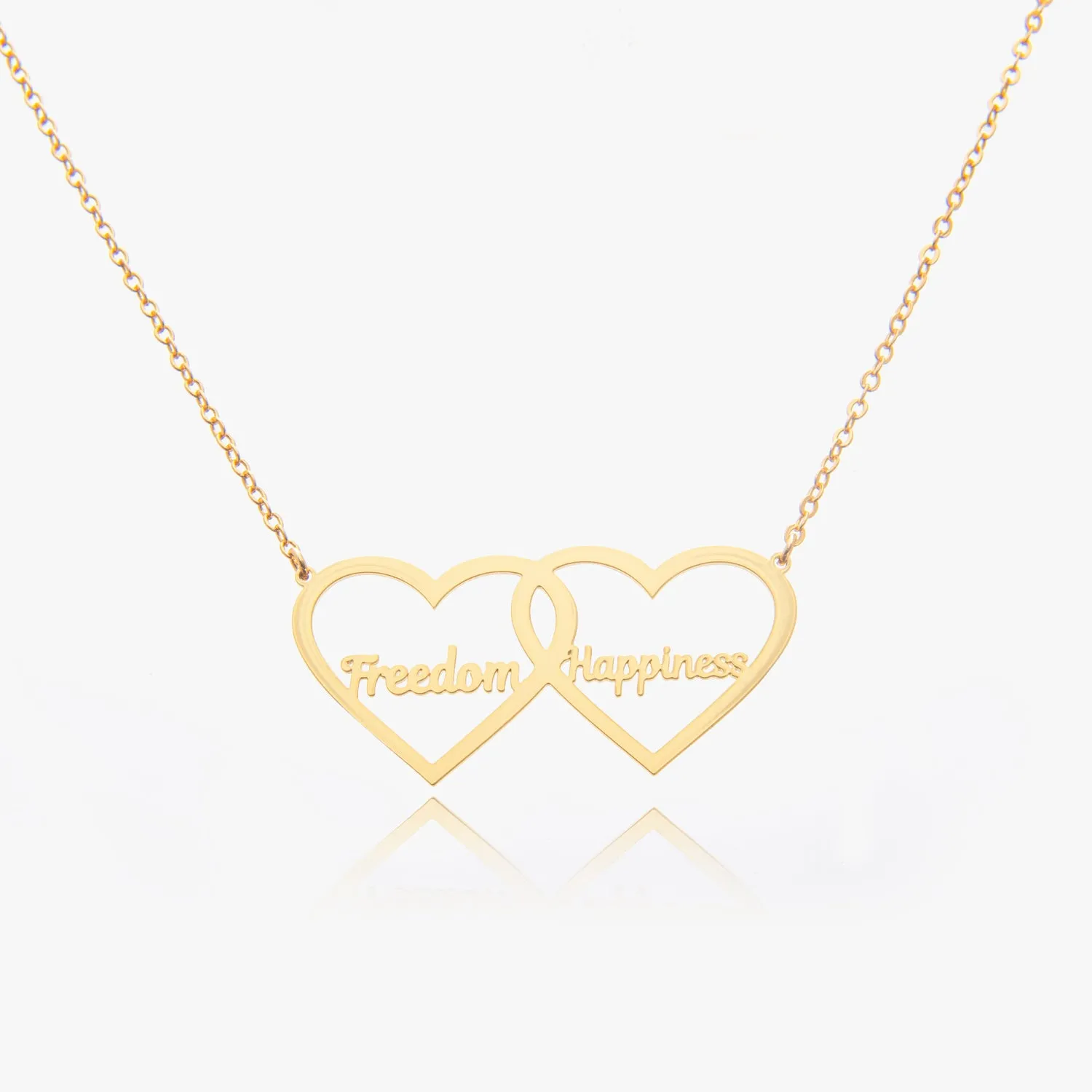 Custom Double Heart Name Necklace