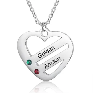 Custom Engraving 2-4 Names Heart Necklace