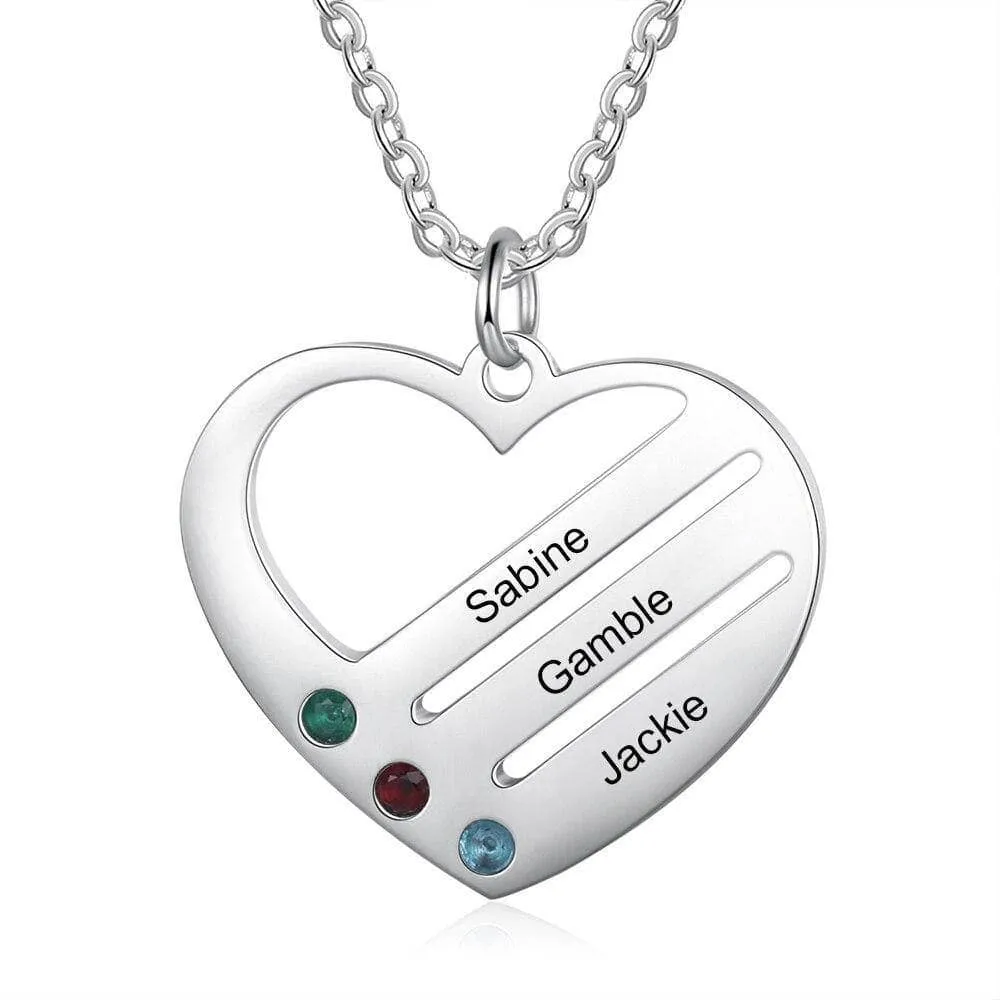 Custom Engraving 2-4 Names Heart Necklace