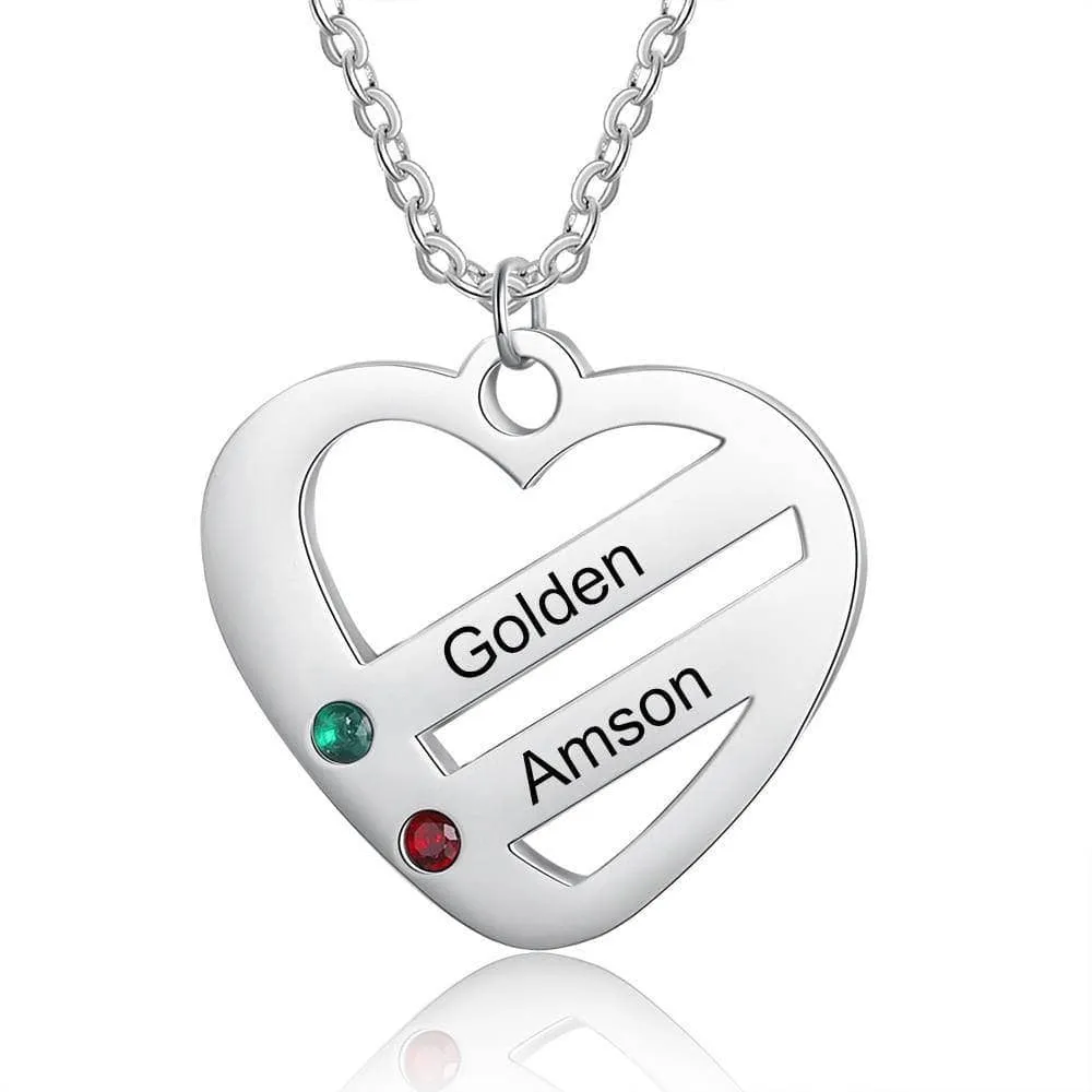 Custom Engraving 2-4 Names Heart Necklace