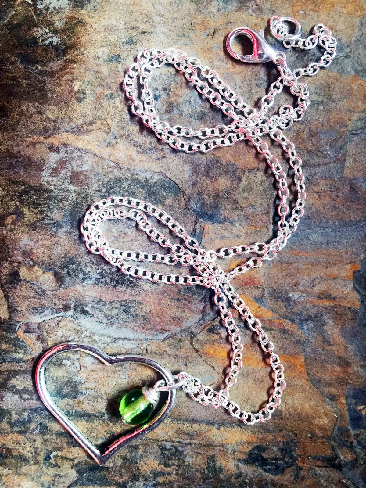 Custom Open Heart Necklace with Gemstone Briolette