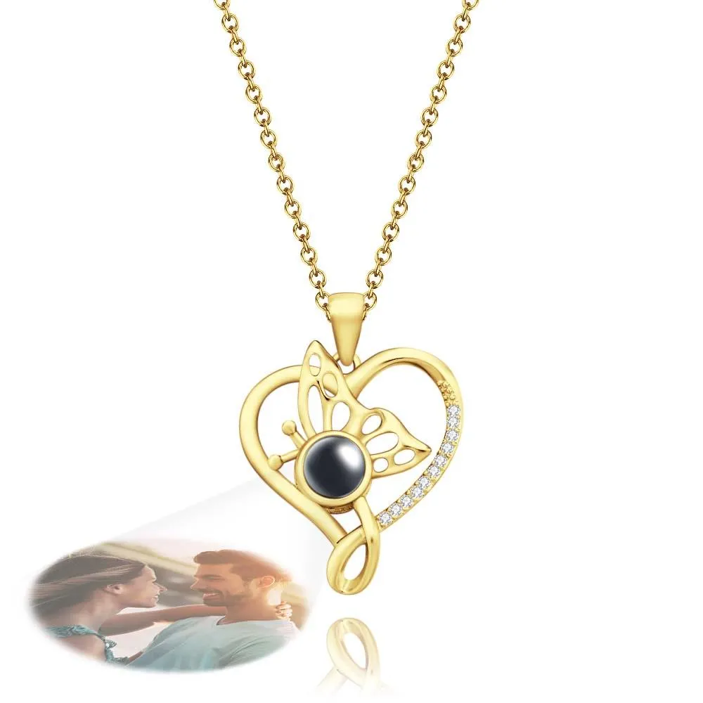 Custom Photo Projection Necklace Creative Butterfly