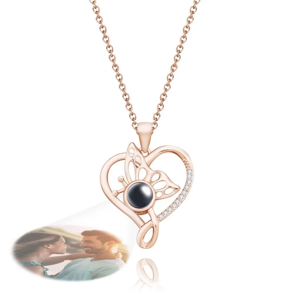 Custom Photo Projection Necklace Creative Butterfly