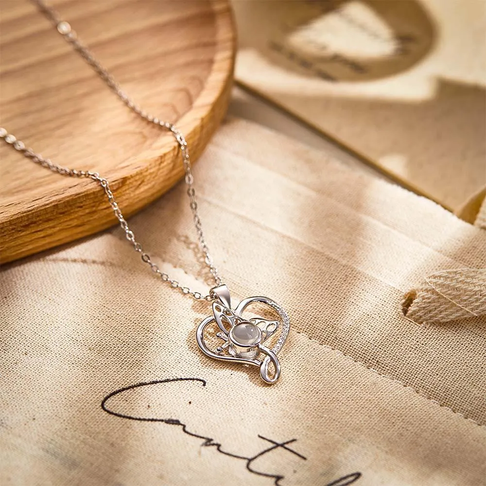 Custom Photo Projection Necklace Creative Butterfly