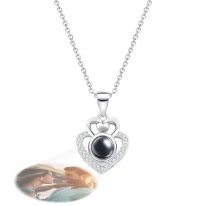 Custom Photo Projection Necklace Double Heart Romantic