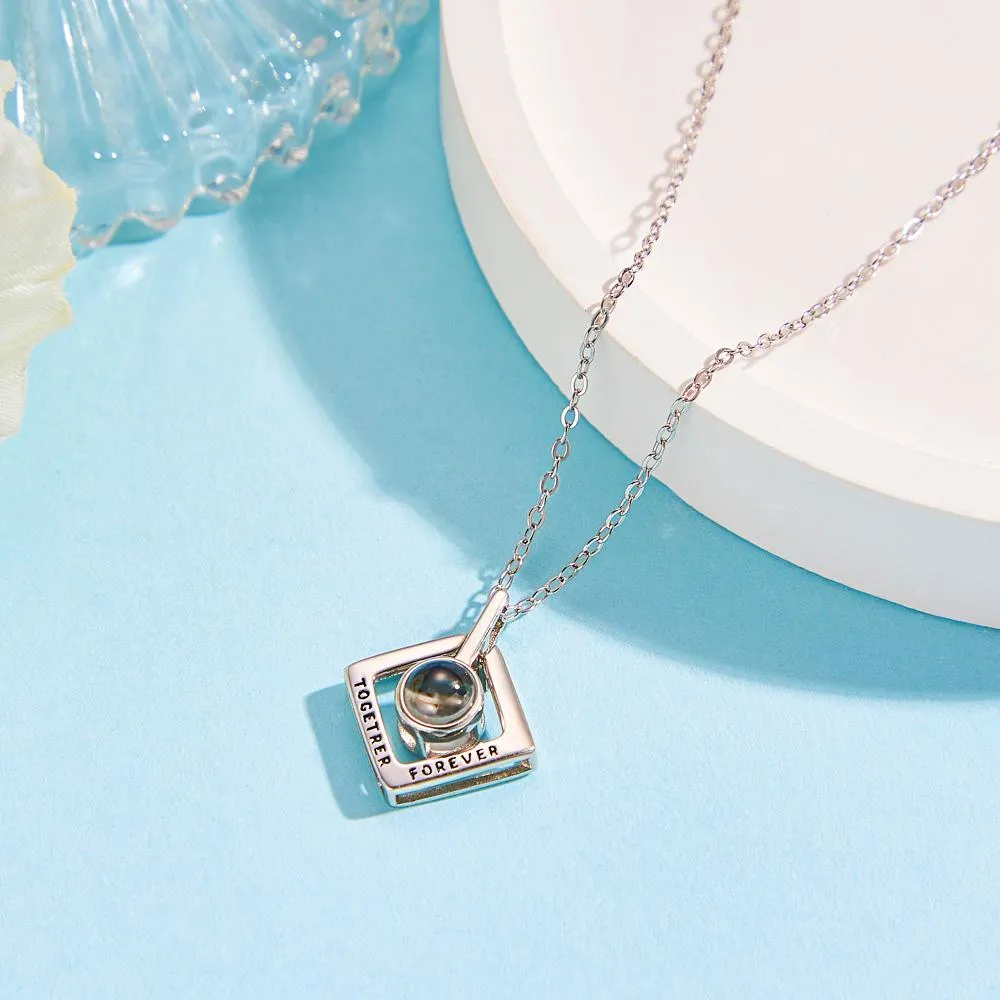 Custom Photo Projection Necklace Together Forever Geometry