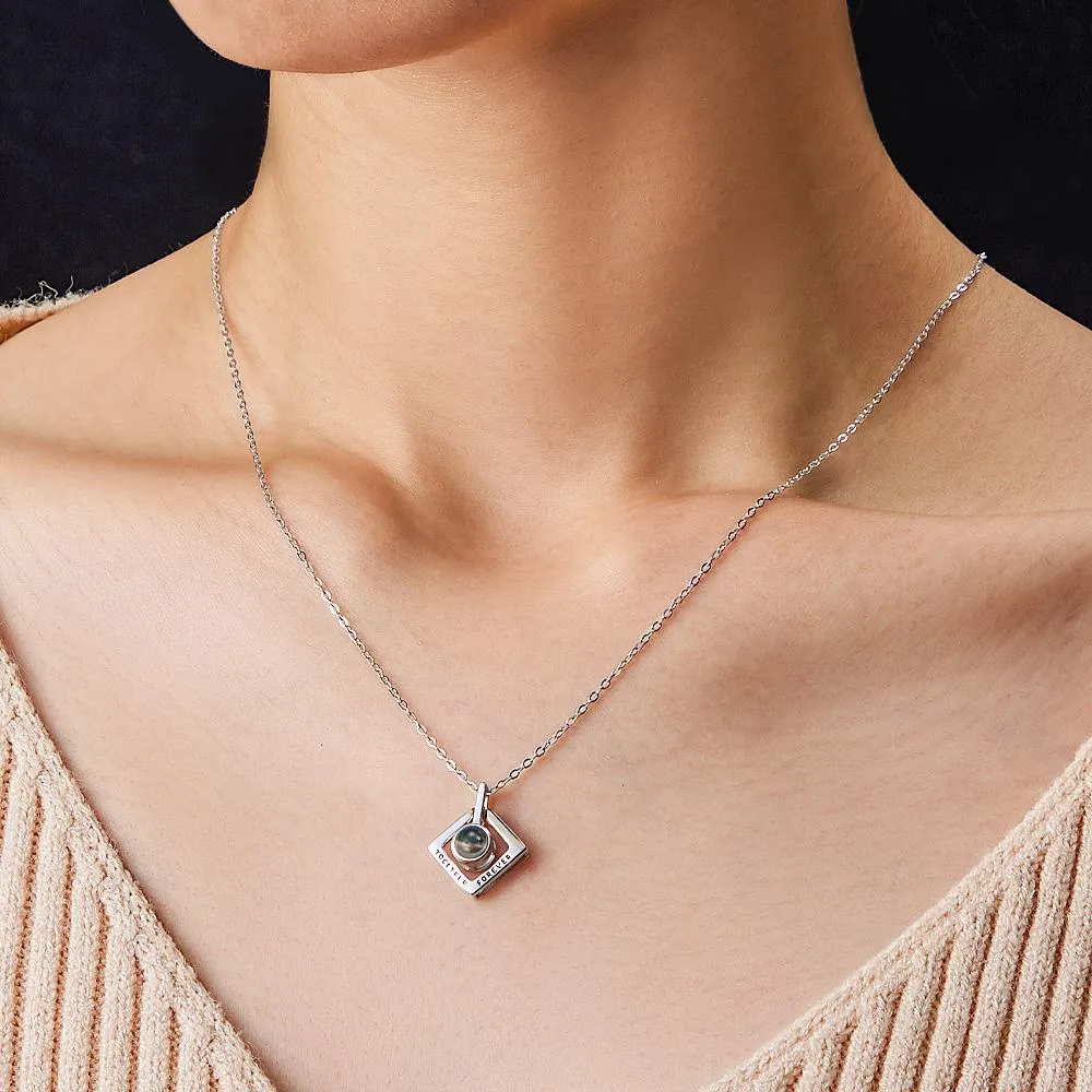 Custom Photo Projection Necklace Together Forever Geometry