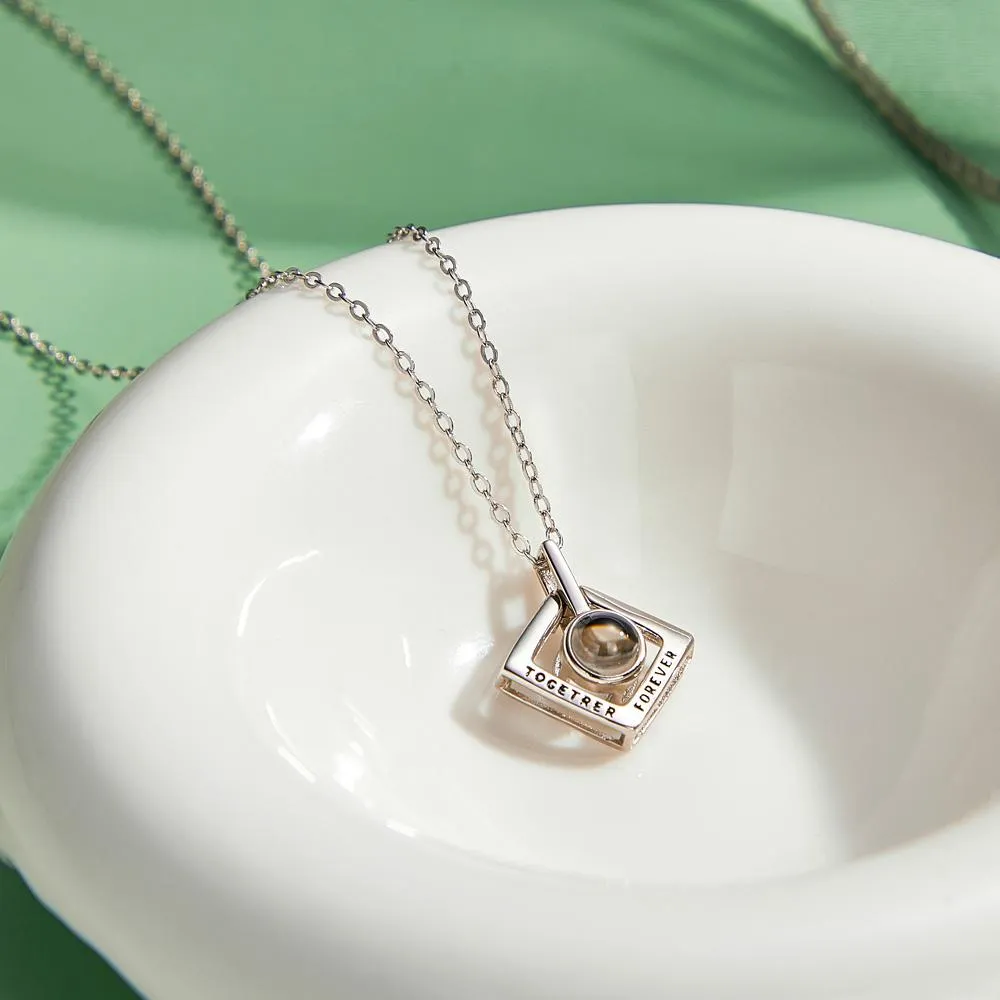 Custom Photo Projection Necklace Together Forever Geometry