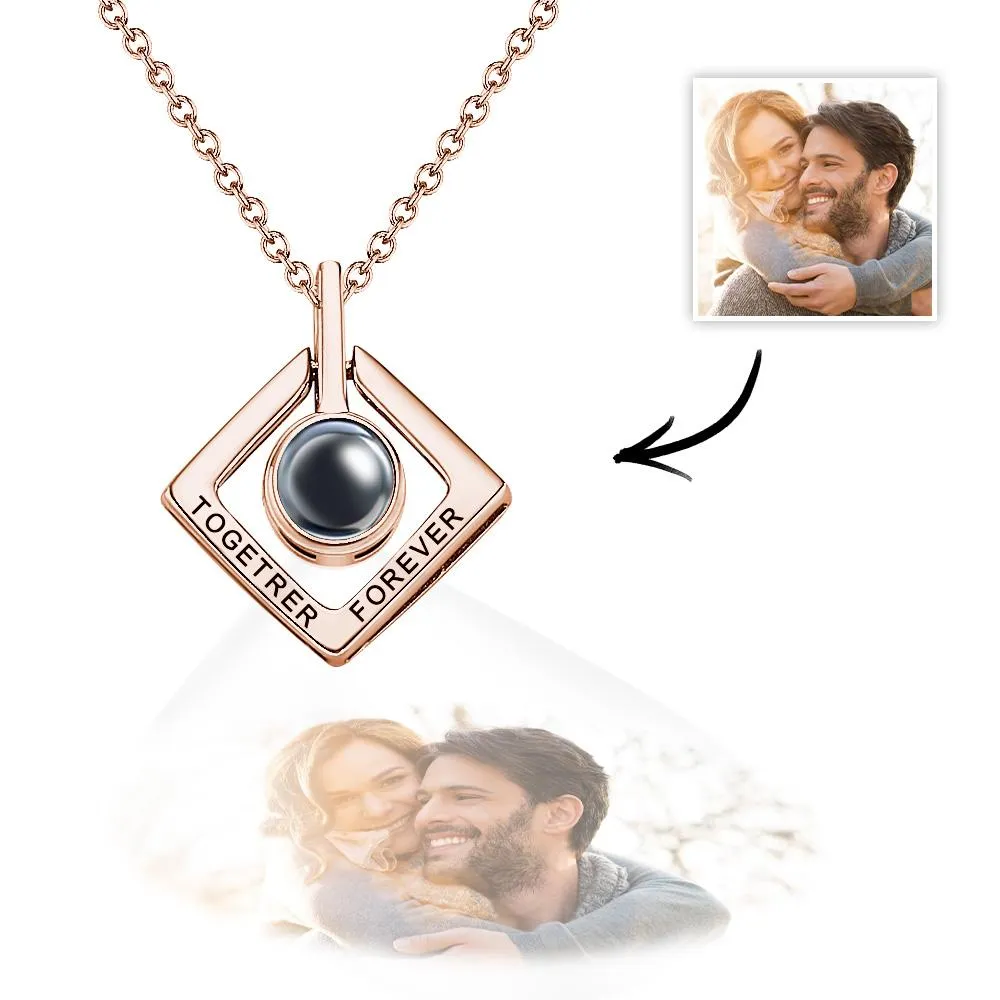 Custom Photo Projection Necklace Together Forever Geometry