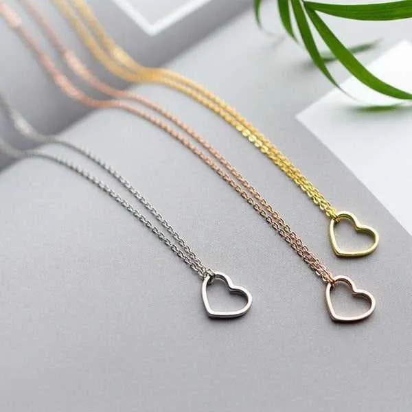 Cycolinks 925 Sterling Silver Hollow Heart Necklace
