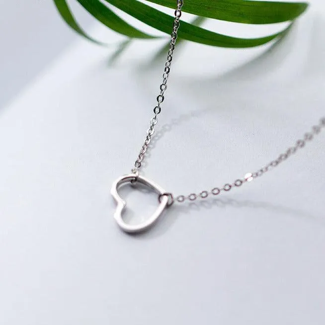 Cycolinks 925 Sterling Silver Hollow Heart Necklace