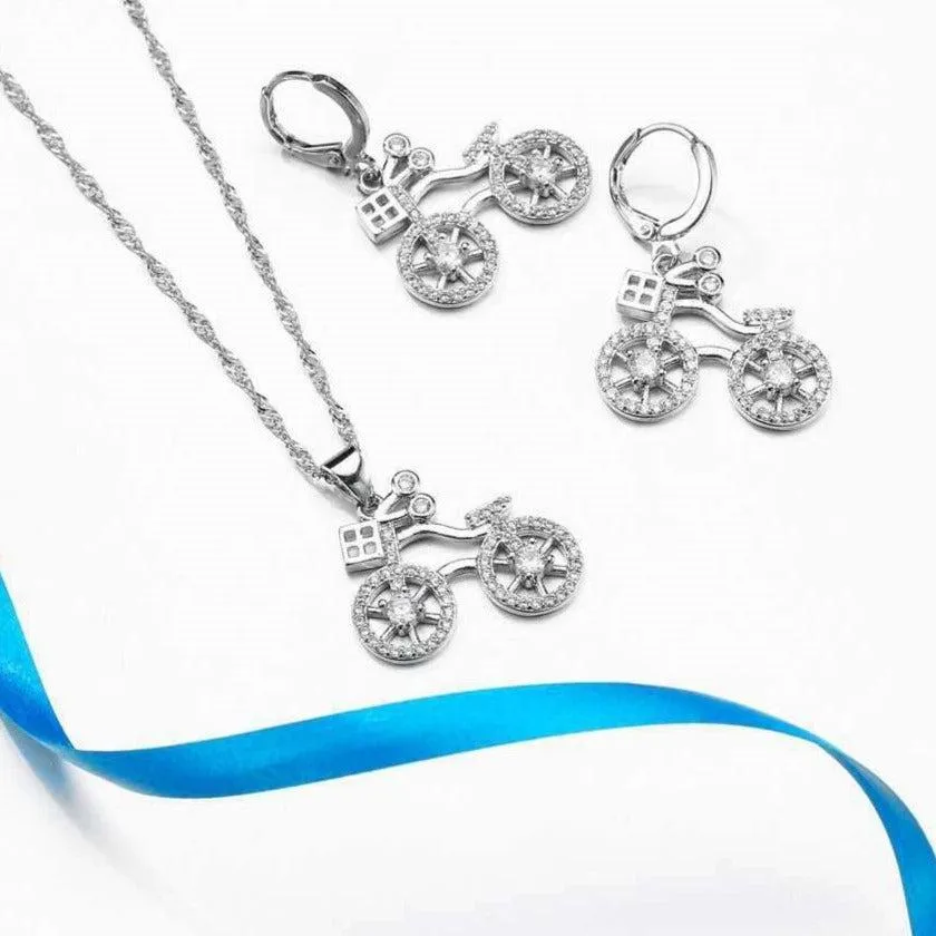 Cycolinks Bicycle Earring & Necklace Set