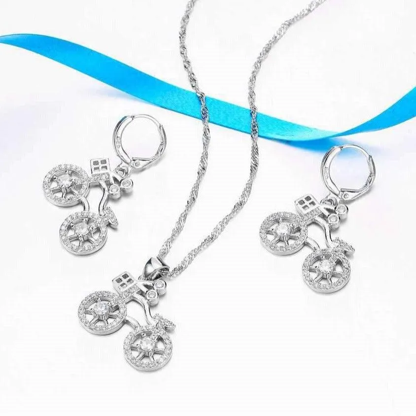 Cycolinks Bicycle Earring & Necklace Set