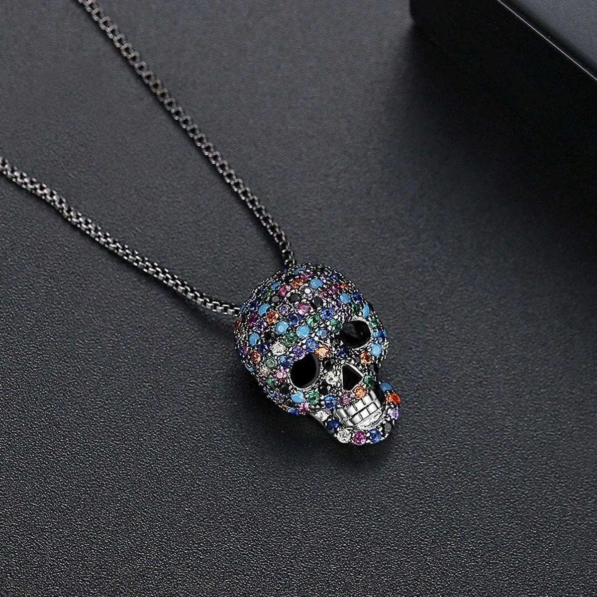 Cycolinks Rainbow Skull Cubic Zircon Necklace
